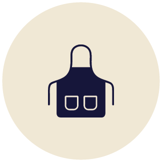 An icon showing a blue cook's apron.