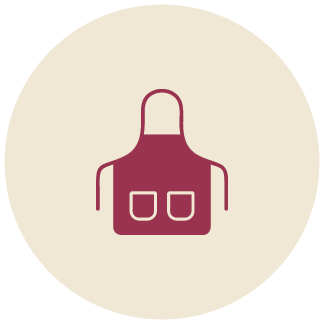 An icon showing a cook's apron.