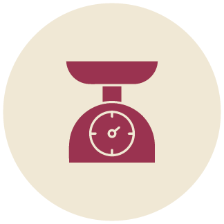 An icon showing a kitchen scale.